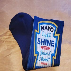 Unisex Blue Custom Mayo Light Shine Christian Faith Cotton Athletic Socks